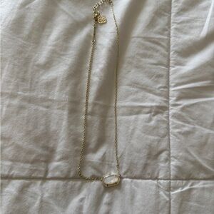 White Opal Necklace Gold Tone | Kendra Scott Style | Dainty Minimal Necklace